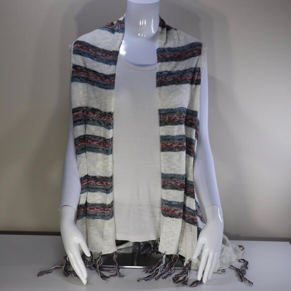 Torrid Striped Aztec Boho Open Front Fringe Sweater Vest Size 1X - Picture 2 of 13